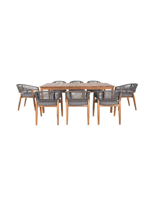 Outdoor Dining Set Navant 9 Pieces Gray with Pillows