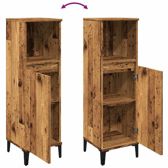 vidaXL Wall Hung Cabinet Bathroom Column Cabinet L30xD30xH100cm Brown