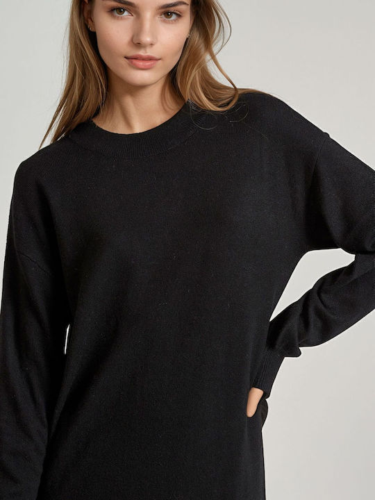 Midi Kleid mit Schlitz Black
