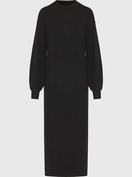 Midi Kleid mit Schlitz Black