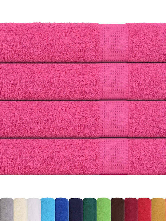 vidaXL 4pc Bath Towel Set 100x200cm. Pink