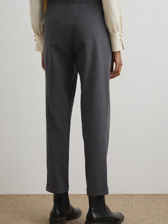 Women's Fabric Trousers with Elastic Black