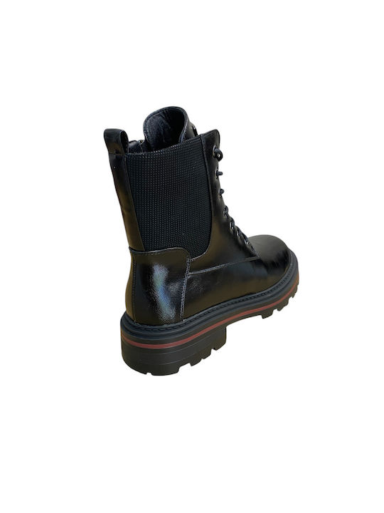 Leder Stiefeletten Damen Schwarz