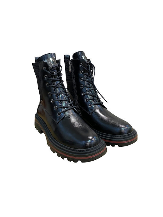 Leder Stiefeletten Damen Schwarz