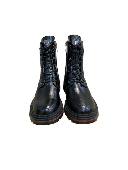 Leder Stiefeletten Damen Schwarz