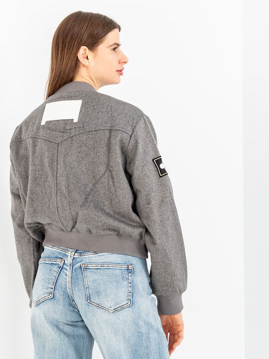Crop Γυναικείο Bomber Jacket Grey