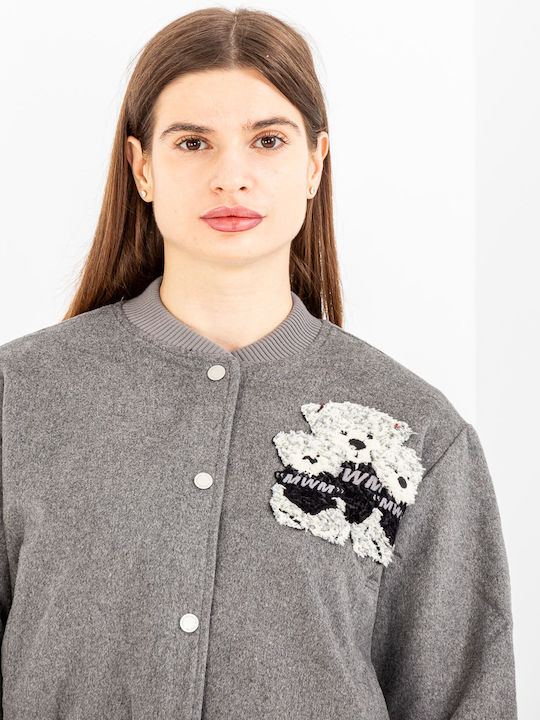 Crop Γυναικείο Bomber Jacket Grey