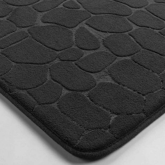 Douceur d'Intérieur Rutschfest Badematte Synthetisch,Polyester/Cotton/Leather Rechteckig L-c Ricochet 1802100 Black 50x120cm