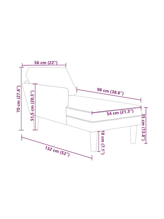 Recliner Stoff Beige L132xW56xH70cm