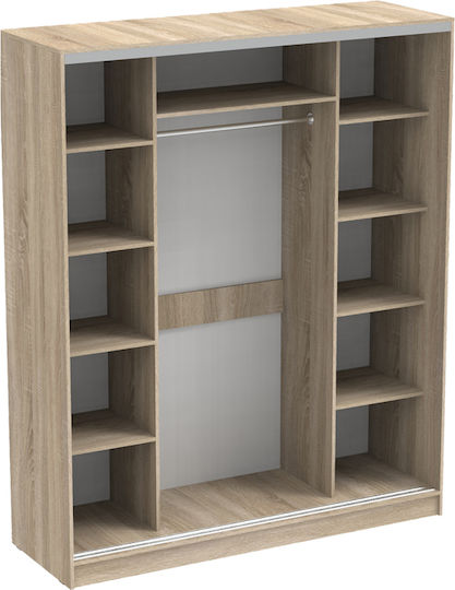 Aparador Δίφυλλη Ντουλάπα Συρόμενη με Καθρέπτη 180x60x220cm Sonoma Απόχρωση Aparador Δίφυλλη Ντουλάπα Συρόμενη με Καθρέπτη 180x60x220cm Sonoma Απόχρωση