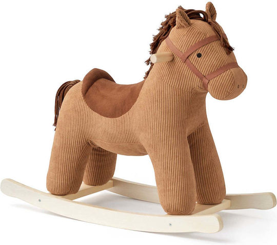 Kids Concept Fabric Rocking Toy Horse with Max Load Capacity 50kg Brown