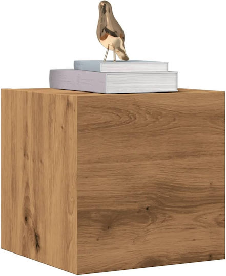 Wall Living Room Display Cabinet Made of Particle Board Oak 30.5x30x30cm