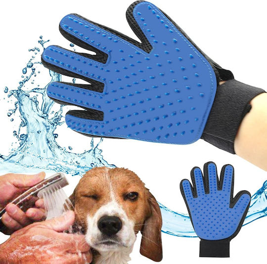 Pet Massage Deshedding Glove Dogs for Coat Cleaning Blue
