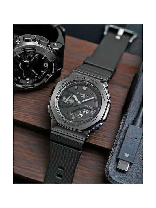 Casio G-Shock Αναλογικό/Ψηφιακό Ανδρικό Ρολόι 44.4mm Χρονογράφος Μπαταρίας με Μαύρο Καουτσούκ Λουράκι