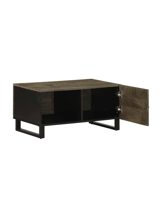 Rectangular Central Coffee Table Made of Solid Wood Black M80xW50xH40cm