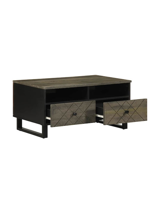 Rectangular Coffee Table from Solid Wood Black Velvet-Black Metal L80xW54xH40cm.