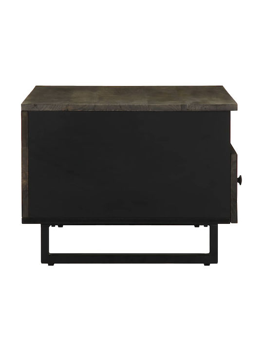 Rectangular Central Coffee Table Made of Solid Wood Black M80xW54xH40cm