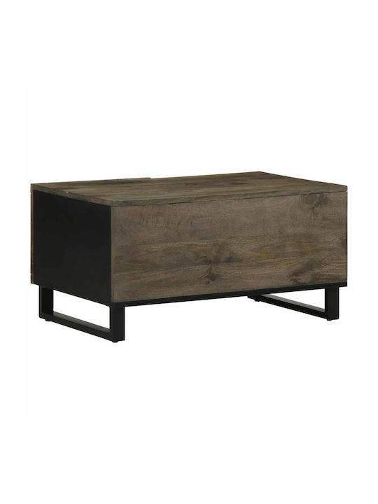 Rectangular Central Coffee Table Made of Solid Wood Black M80xW50xH40cm
