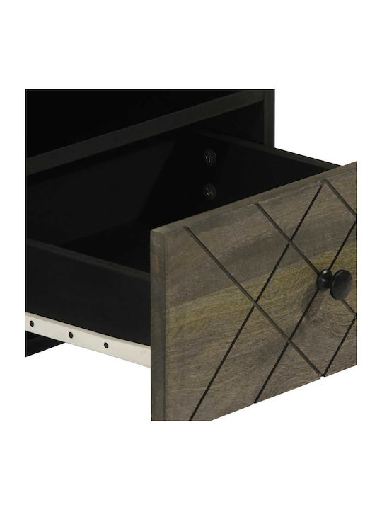 Rectangular Central Coffee Table Made of Solid Wood Black M80xW54xH40cm