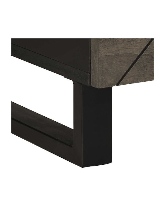 Rectangular Central Coffee Table Made of Solid Wood Black M80xW54xH40cm