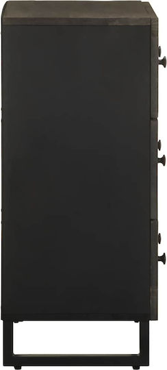 Comoda pentru Dormitor din Lemn Masiv & Metal Negru 60x33x75buc