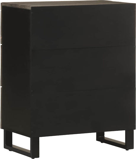 Comoda pentru Dormitor din Lemn Masiv & Metal Negru 60x33x75buc