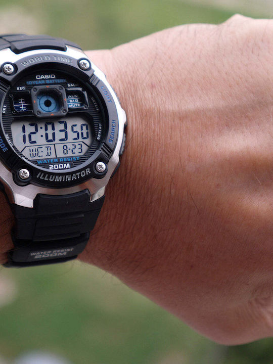 Casio Colecție Ceas Digital Barbatesc 47mm Cronograf cu Baterie cu Curea din Cauciuc Negru