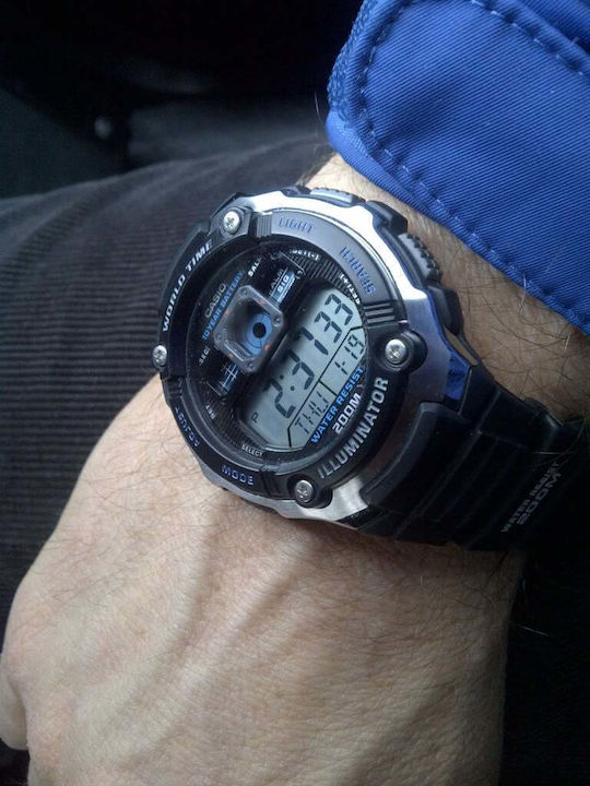 Casio Colecție Ceas Digital Barbatesc 47mm Cronograf cu Baterie cu Curea din Cauciuc Negru
