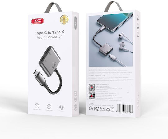 XO Μετατροπέας USB-C male σε USB-C 2x female Λευκό 1τμχ (XO-NBR257A)