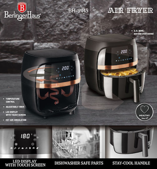 Berlinger Haus Friteuză cu aer 3.2lt Negru BH-9445