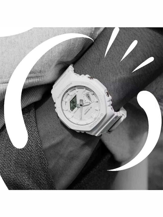 Casio G-shock Men's Watch 45mm Chronograph Battery with White Rubber Strap