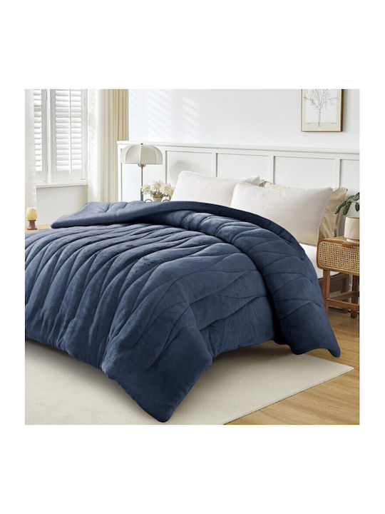 Liolios Home Пухено Куинсайз 220x240бр Doha Navy 350 г/м²Gsm