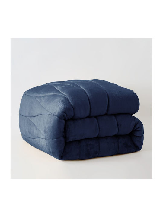 Liolios Home Пухено Куинсайз 220x240бр Doha Navy 350 г/м²Gsm