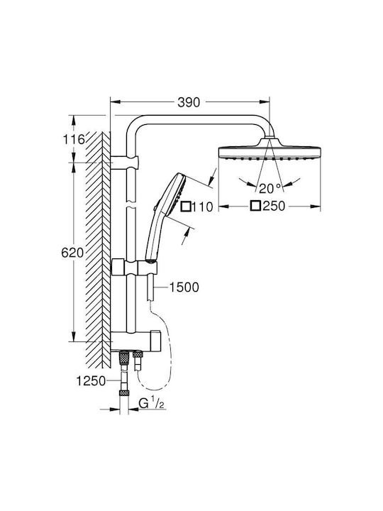 Grohe Vitalio Start 250 Duschsäule ohne Armatur Silber