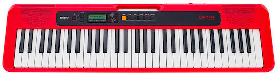 Casio Keyboard CT-S200 with 61 Keys Standard Touch with Stand and Music Stand Red Set 1