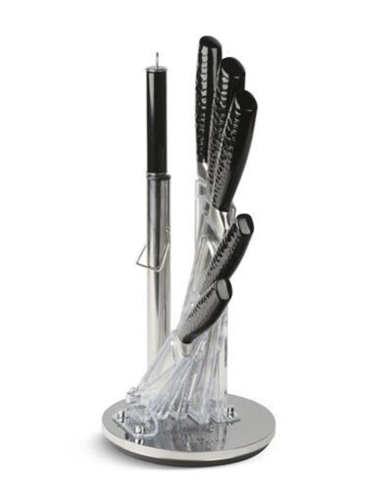 Edenberg 8-tlg. Messer-Set aus Edelstahl mit drehbarem Ständer und Schärfer Eb-971