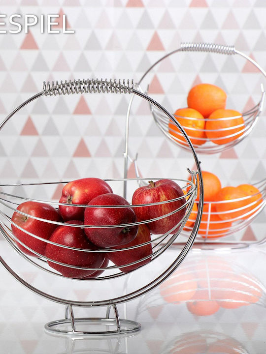 Espiel Fruit Bowl Metallic 2 Levels Silver 35x19x44cm