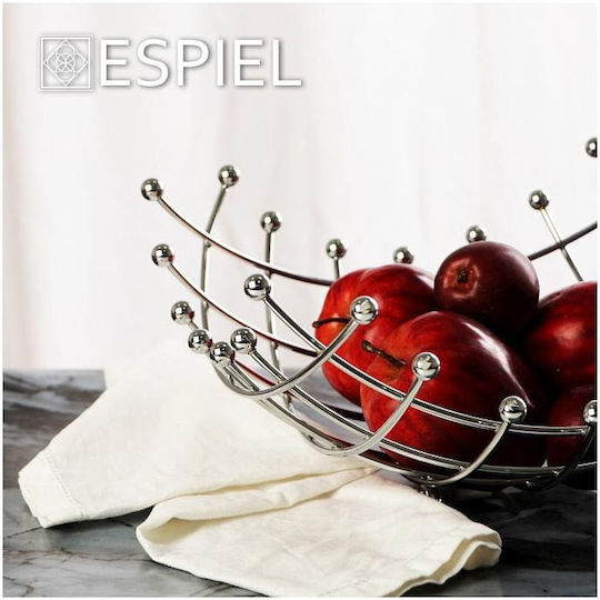 Espiel Φρουτιέρα Μεταλλική Ασημί 32x32x13εκ.