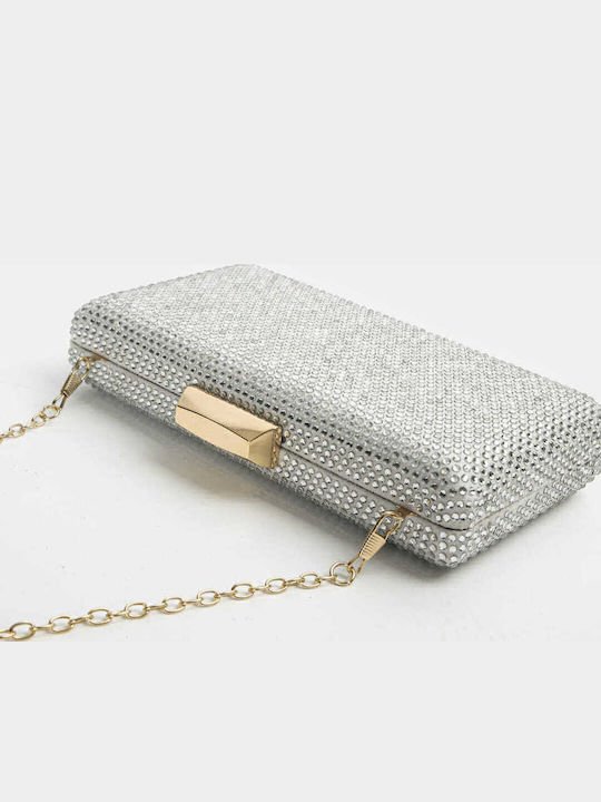 Clutch Bag Strass Silver Silver