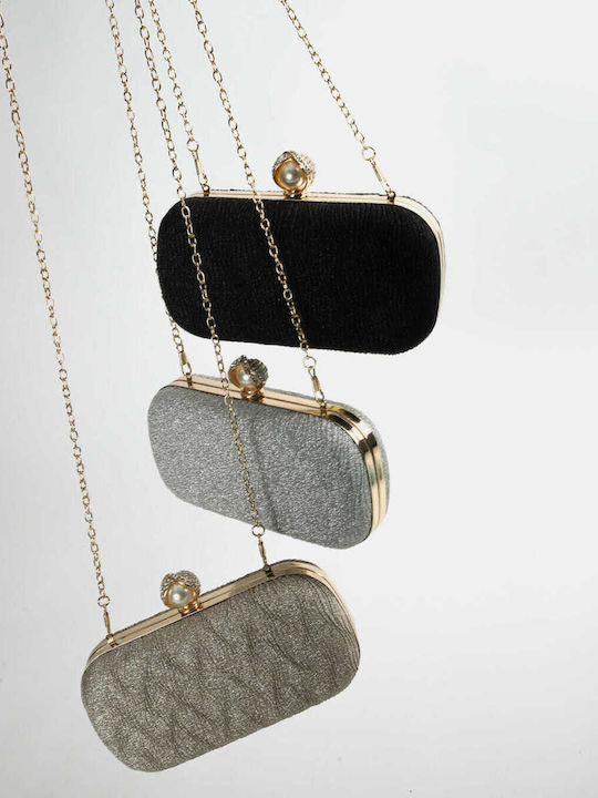 Τσαντάκι Clutch Ανάγλυφο Glitter Μαύρο Μαύρο