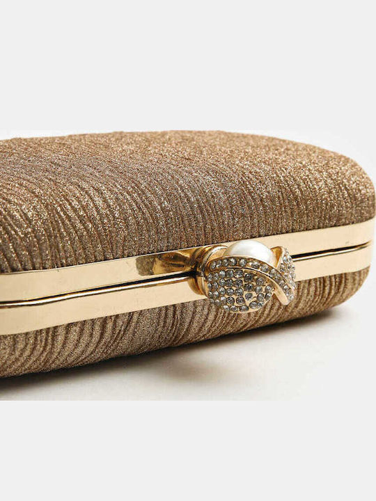 Τσαντάκι Clutch Ανάγλυφο Glitter Μπρονζέ Μπρονζέ