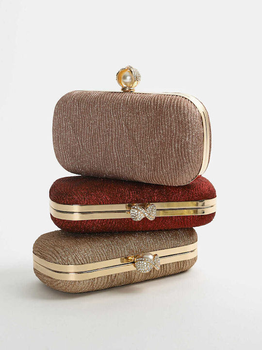 Τσαντάκι Clutch Ανάγλυφο Glitter Rose Gold Rose Gold