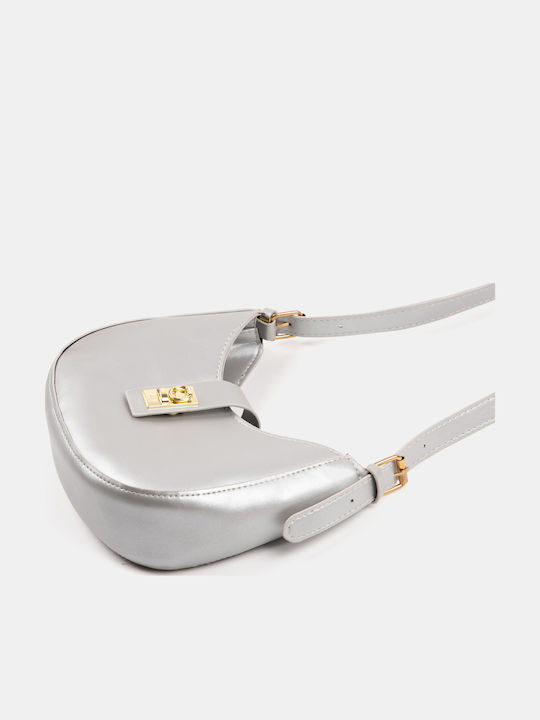 Half-Moon Bag Faux Leather Silver Silver