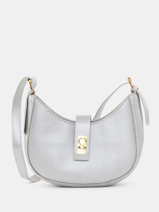 Half-Moon Bag Faux Leather Silver Silver