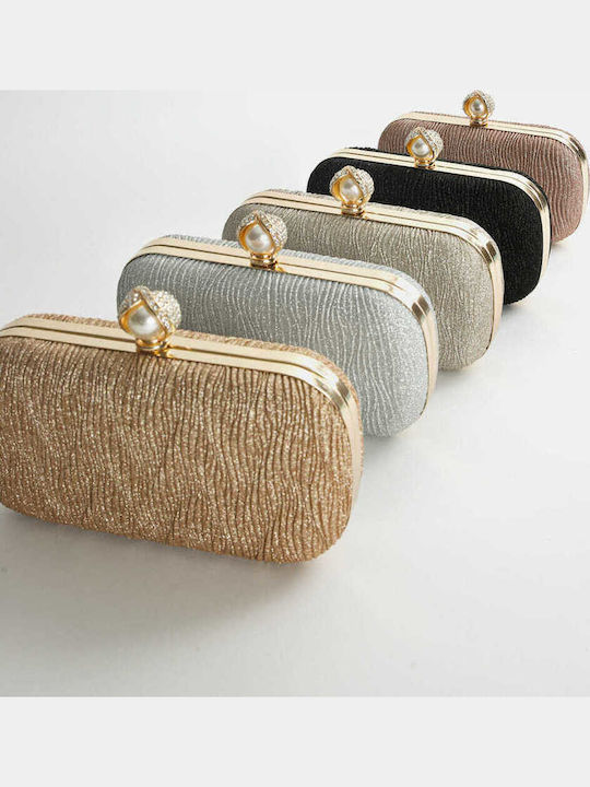 Τσαντάκι Clutch Ανάγλυφο Glitter Μπρονζέ Μπρονζέ