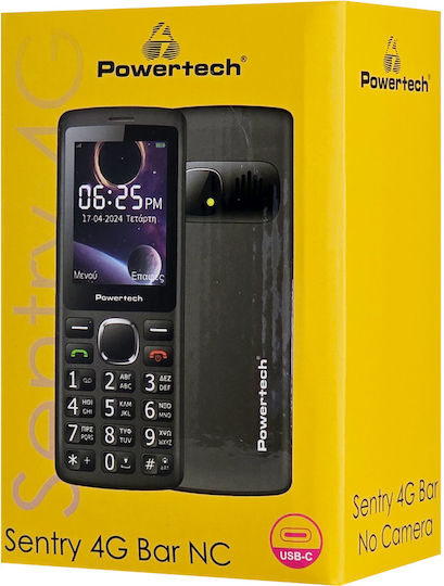 Powertech Sentry 4G Bar NC Dual SIM Mobile with Buttons (Greek Menu) Black