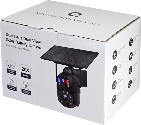 Sectec ST-598-6M-4G-20W-EU IP Κάμερα Παρακολούθησης 4G Full HD+ 3MP Αδιάβροχη Μπαταρίας με Αμφίδρομη Επικοινωνία και Φακό 2.8mm