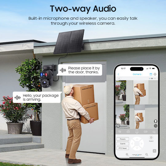 Sectec ST-598-6M-4G-20W-EU IP Κάμερα Παρακολούθησης 4G Full HD+ 3MP Αδιάβροχη Μπαταρίας με Αμφίδρομη Επικοινωνία και Φακό 2.8mm