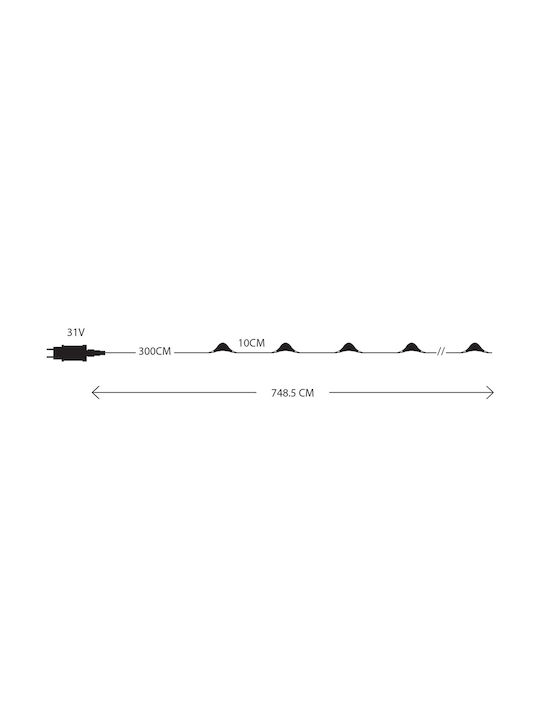 Serie 300 Mini LED 31V Telecomandă Pornit Oprit Temporizator Dimmer Transformator Alimentare Extensie 300cm Cablu Bronz Cupru Alb Cald LED Distanță 1.5cm IP44