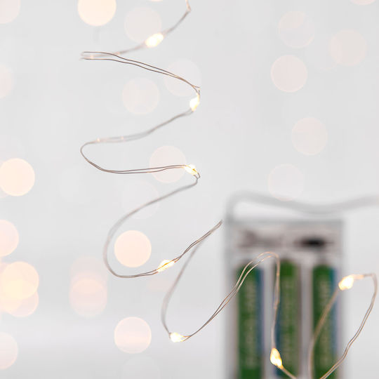 20 Λαμπάκια LED 2.5μ. Θερμό Λευκό Μπαταρίας σε Σειρά